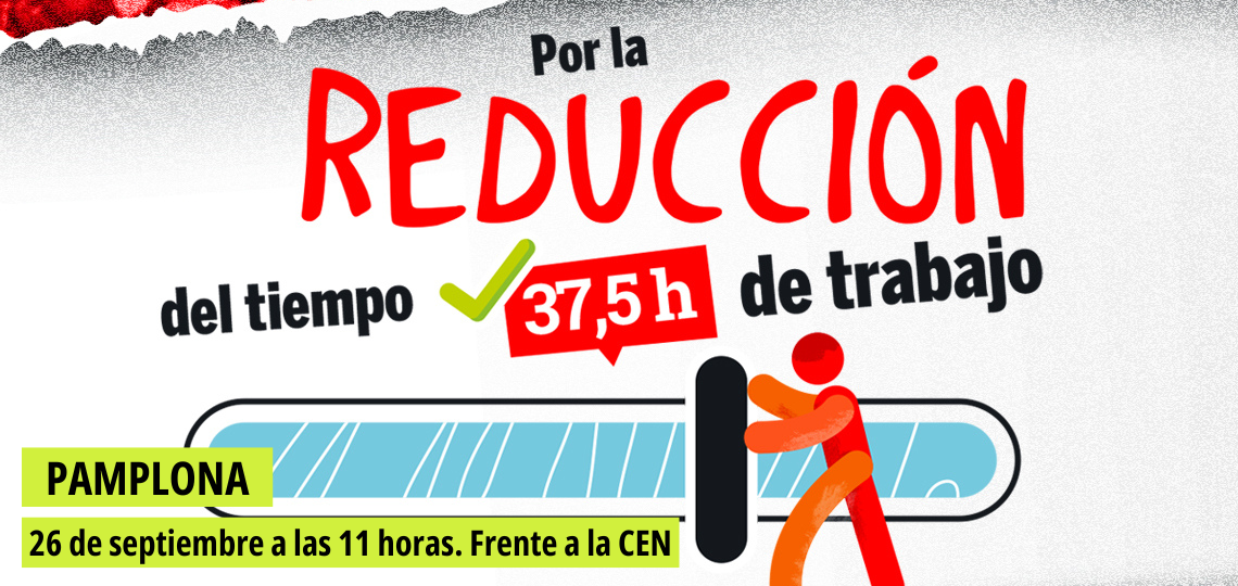 Cartel de la concentración en Pamplona a favor de la reducción de jornada hasta las 37,5 horas