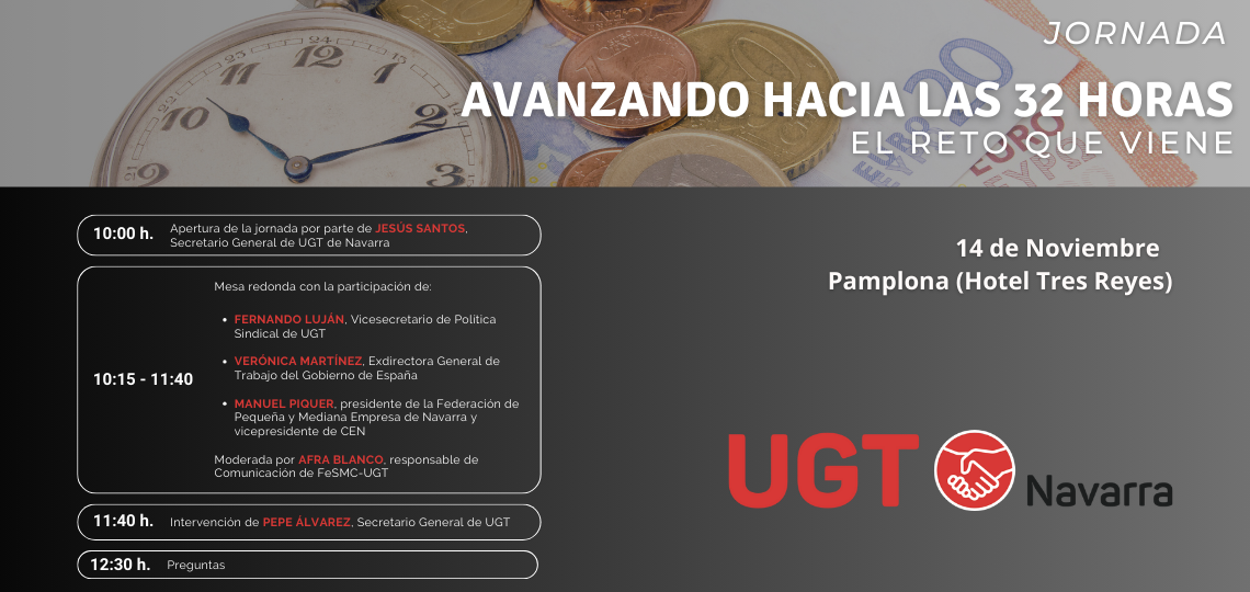 Programa de la jornada organizada por UGT el 14 de noviembre en Pamplona