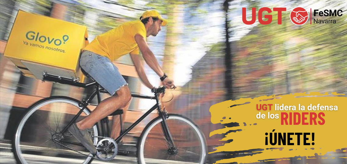 Cartel de UGT sobre los riders de Glovo