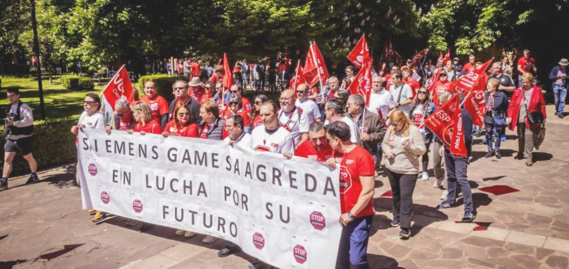 Imagen de la manifestación en Ágreda contra el ERE de Siemens-Gamesa