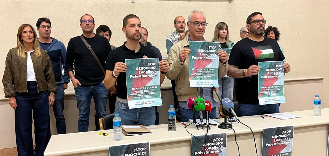 Presentación de las movilizaciones convocadas el 15O en Pamplona