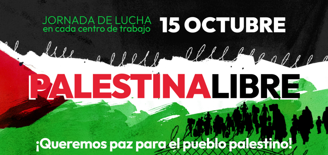 Cartel de UGT a favor de Palestina