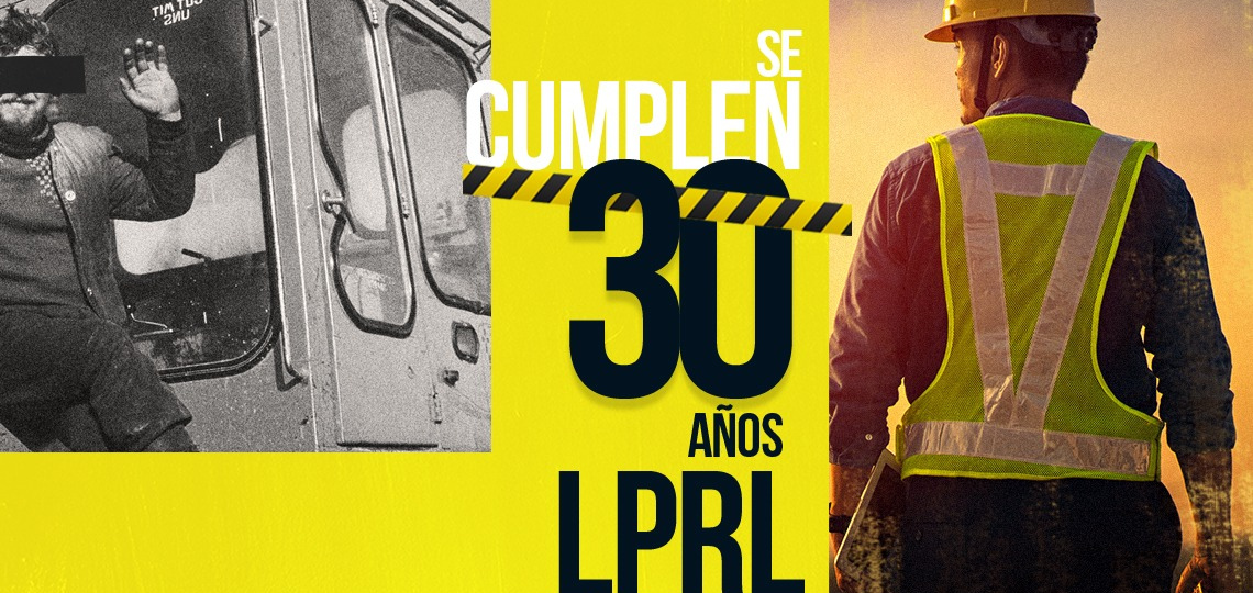 Cartel de UGT con motivo de los 30 años de la Ley de Prevención de Riesgos Laborales
