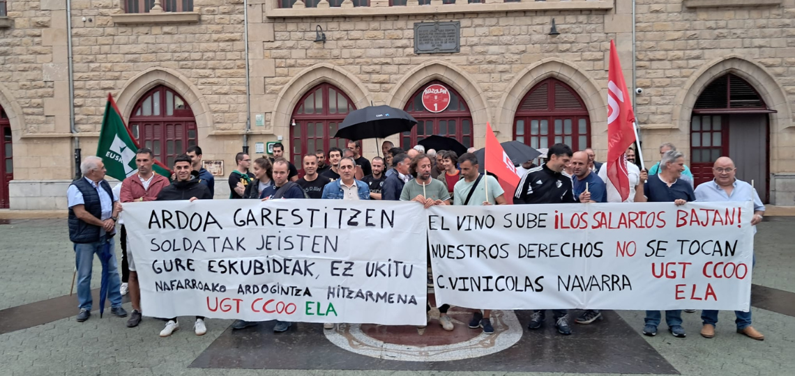 Concentración de trabajadores del sector vinícola en Estella