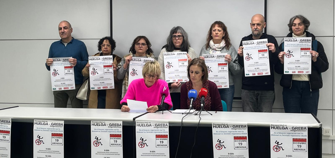 Rueda de prensa de los sindicatos de centros de discapacidad concertados con el Gobierno de Navarra