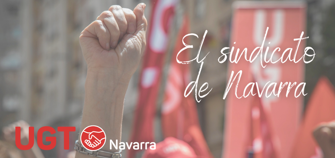 Cartel de UGT como primera fuerza sindical de Navarra