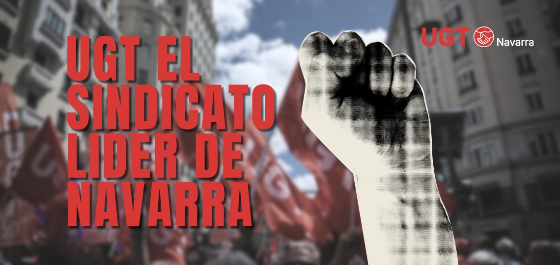 Cartel de UGT como sindicato líder de Navarra