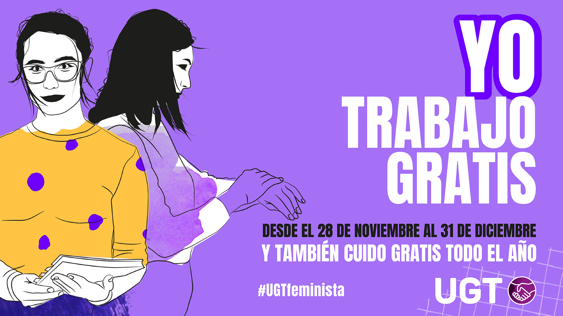 Cartel de la campaña de UGT 'Las mujeres trabajan gratis' por la brecha salarial
